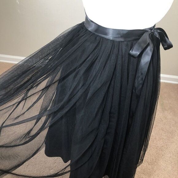 Asos Tulle Dress Size 8 Black White Ballerina Prom Fairie Ribbon Wrap Bodice - Picture 3 of 12